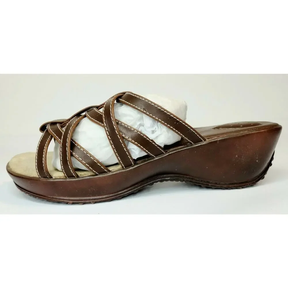 New Fashion Bug Women's Brown Strappy Sandals Size 8.5W Knock7 257230 Manmade